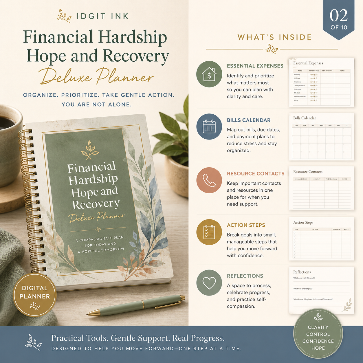 Financial Hardship Hope and Recovery Deluxe Planner — listing image 02