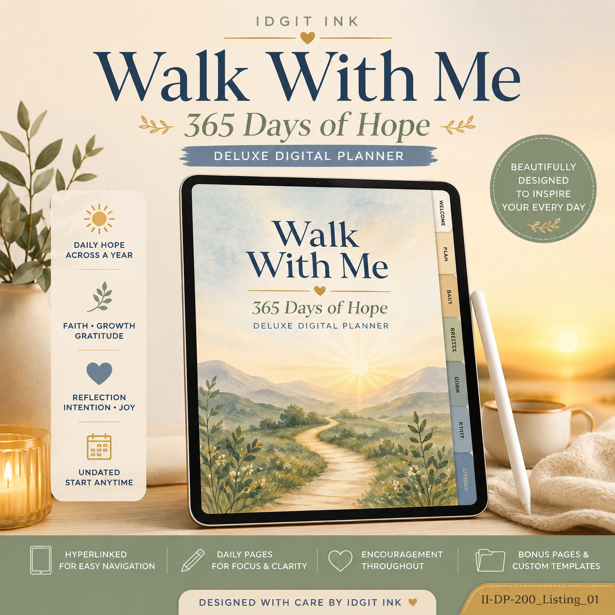 Walk With Me — 365 Days of Hope Deluxe Digital Planner — listing image 01