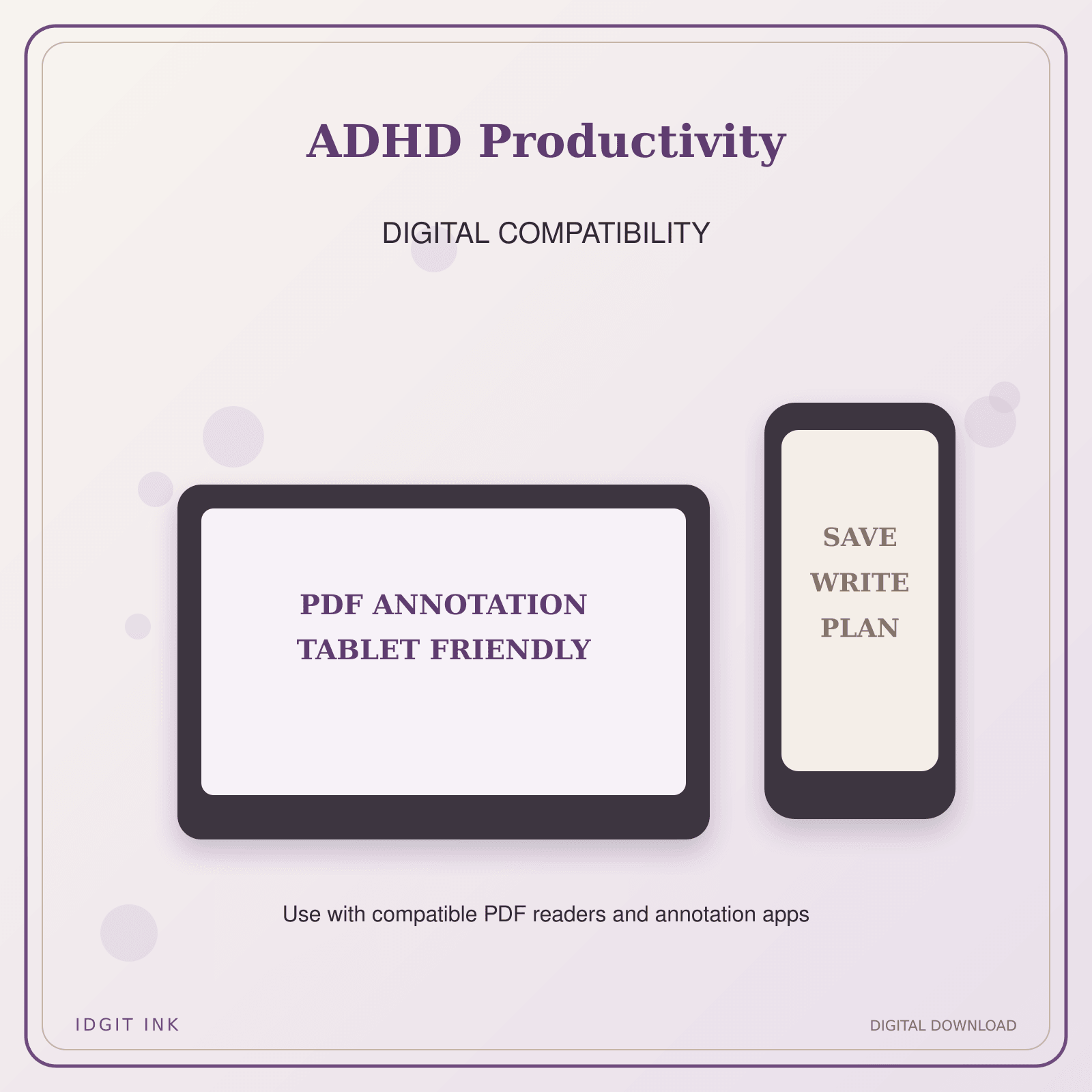 Idgit Ink ADHD Productivity deluxe journal and planner bundle — tablet and pdf annotation compatibility
