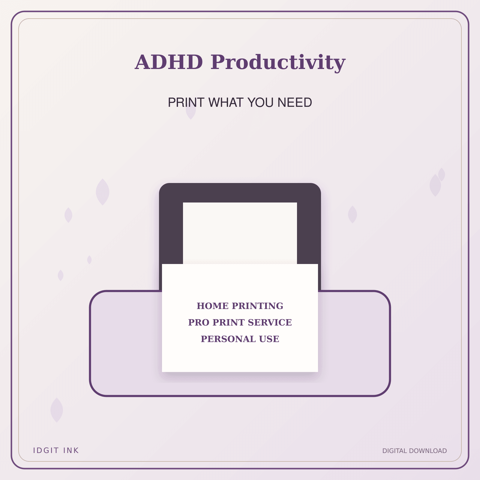 Idgit Ink ADHD Productivity deluxe journal and planner bundle — home and professional printing information