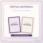 Idgit Ink Self-Care and Wellness deluxe journal and planner bundle — primary bundle cover showing both deluxe products