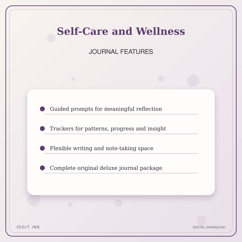 Idgit Ink Self-Care and Wellness deluxe journal and planner bundle — journal prompts and reflection features