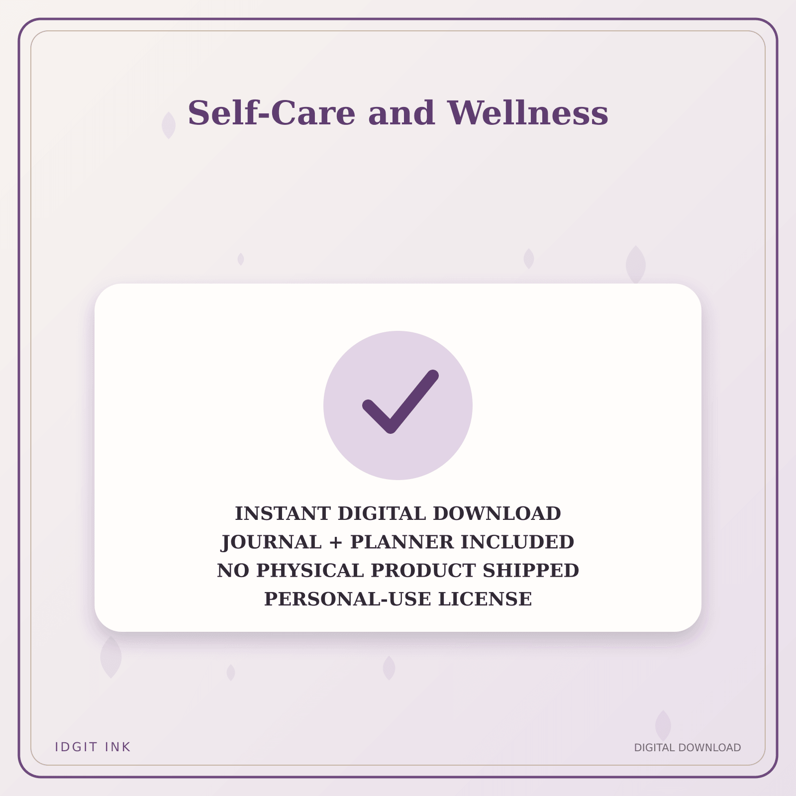 Idgit Ink Self-Care and Wellness deluxe journal and planner bundle — instant download and no physical product notice
