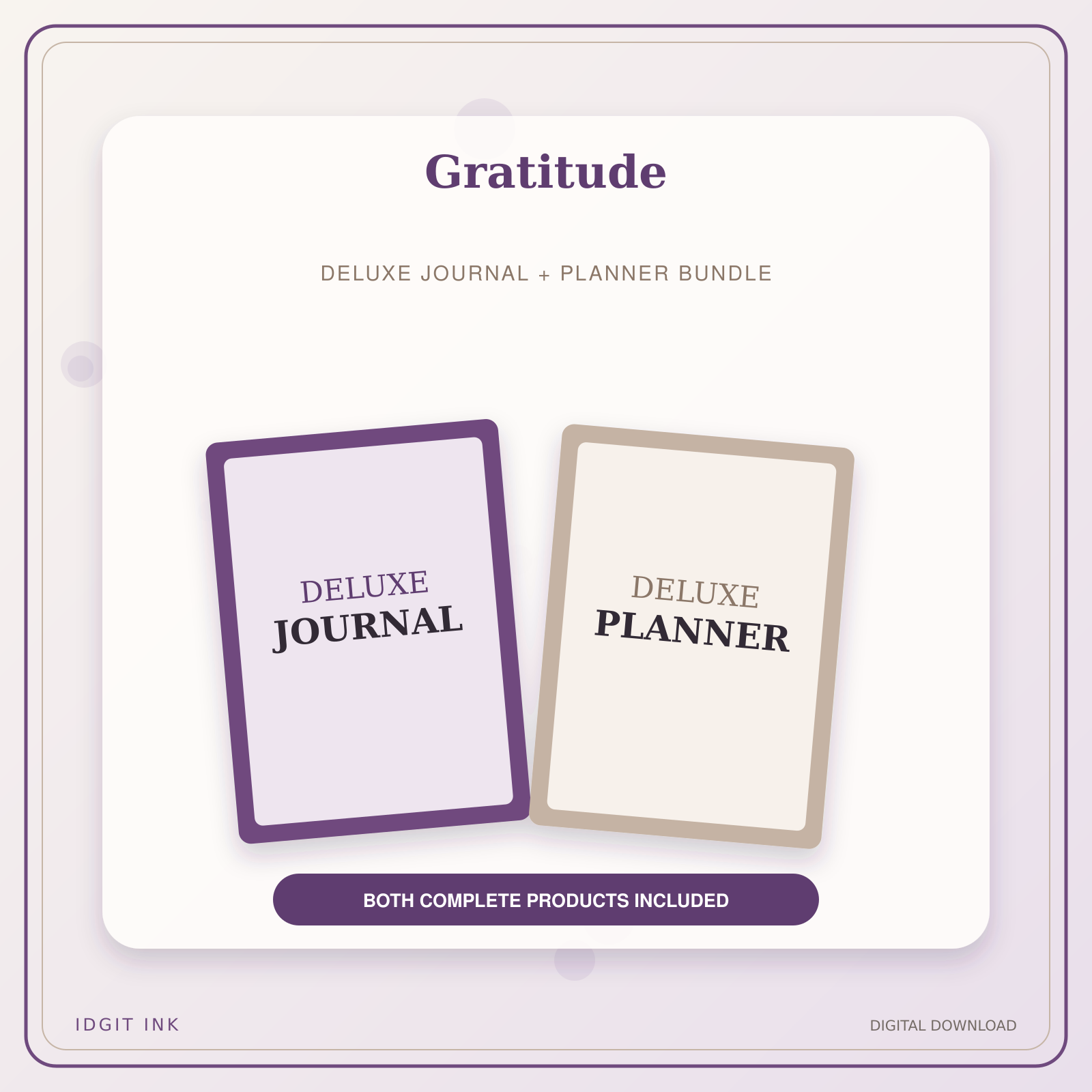 Idgit Ink Gratitude deluxe journal and planner bundle — primary bundle cover showing both deluxe products