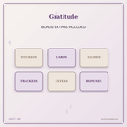 Idgit Ink Gratitude deluxe journal and planner bundle — included digital stickers and cards