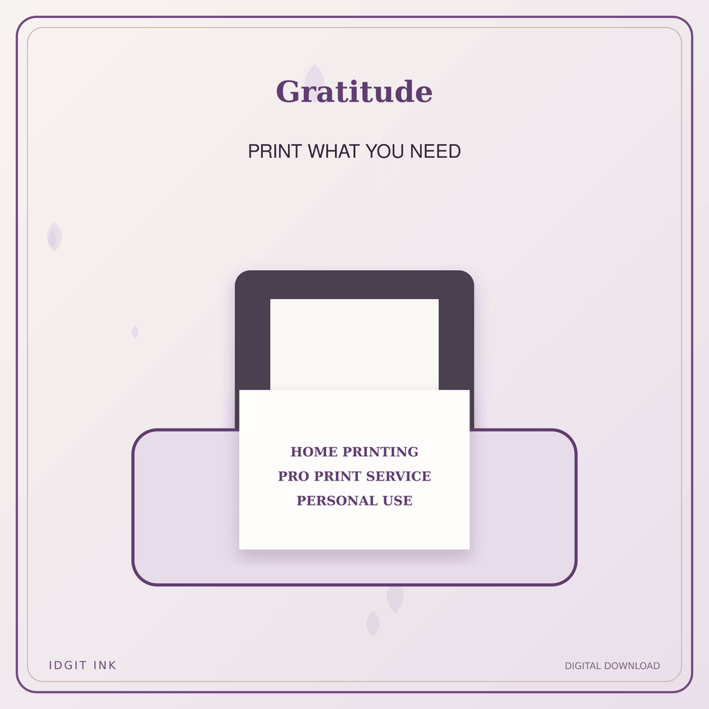 Idgit Ink Gratitude deluxe journal and planner bundle — home and professional printing information