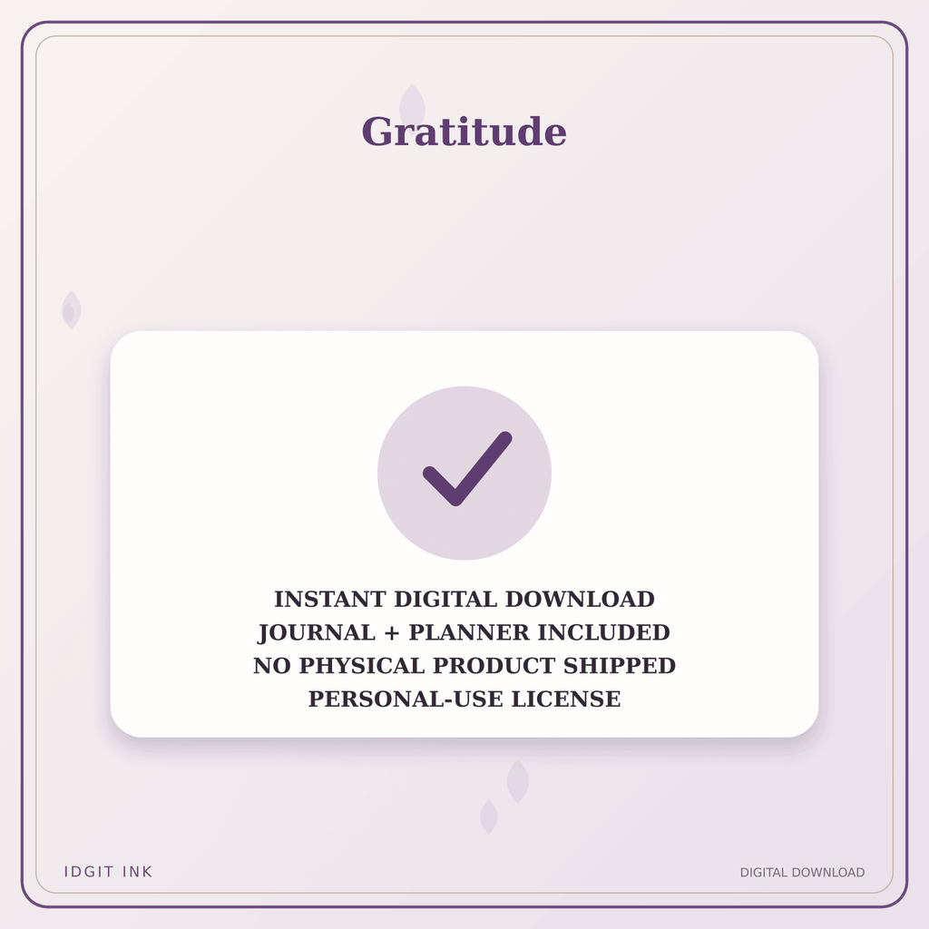 Idgit Ink Gratitude deluxe journal and planner bundle — instant download and no physical product notice