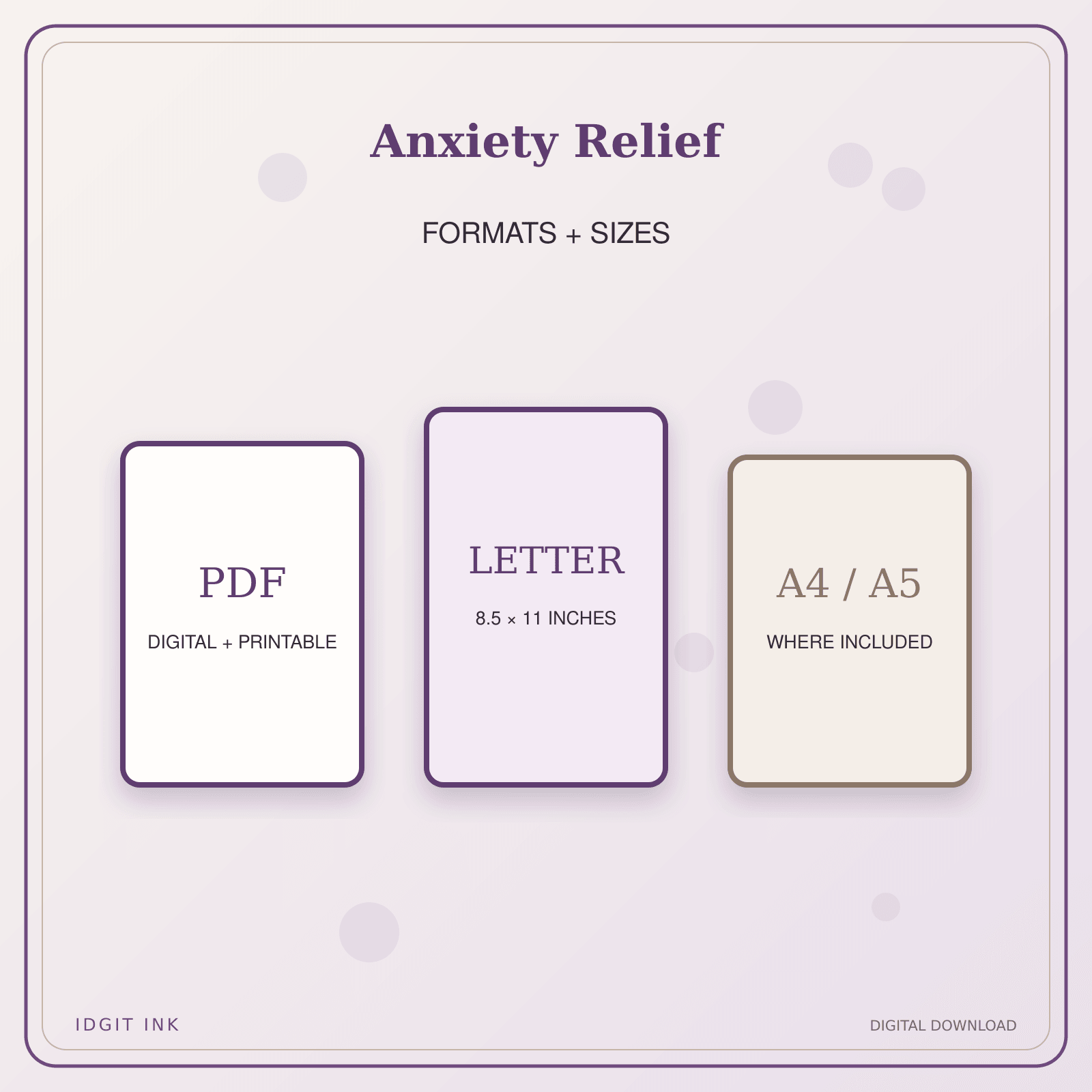 Idgit Ink Anxiety Relief deluxe journal and planner bundle — digital formats and available page sizes