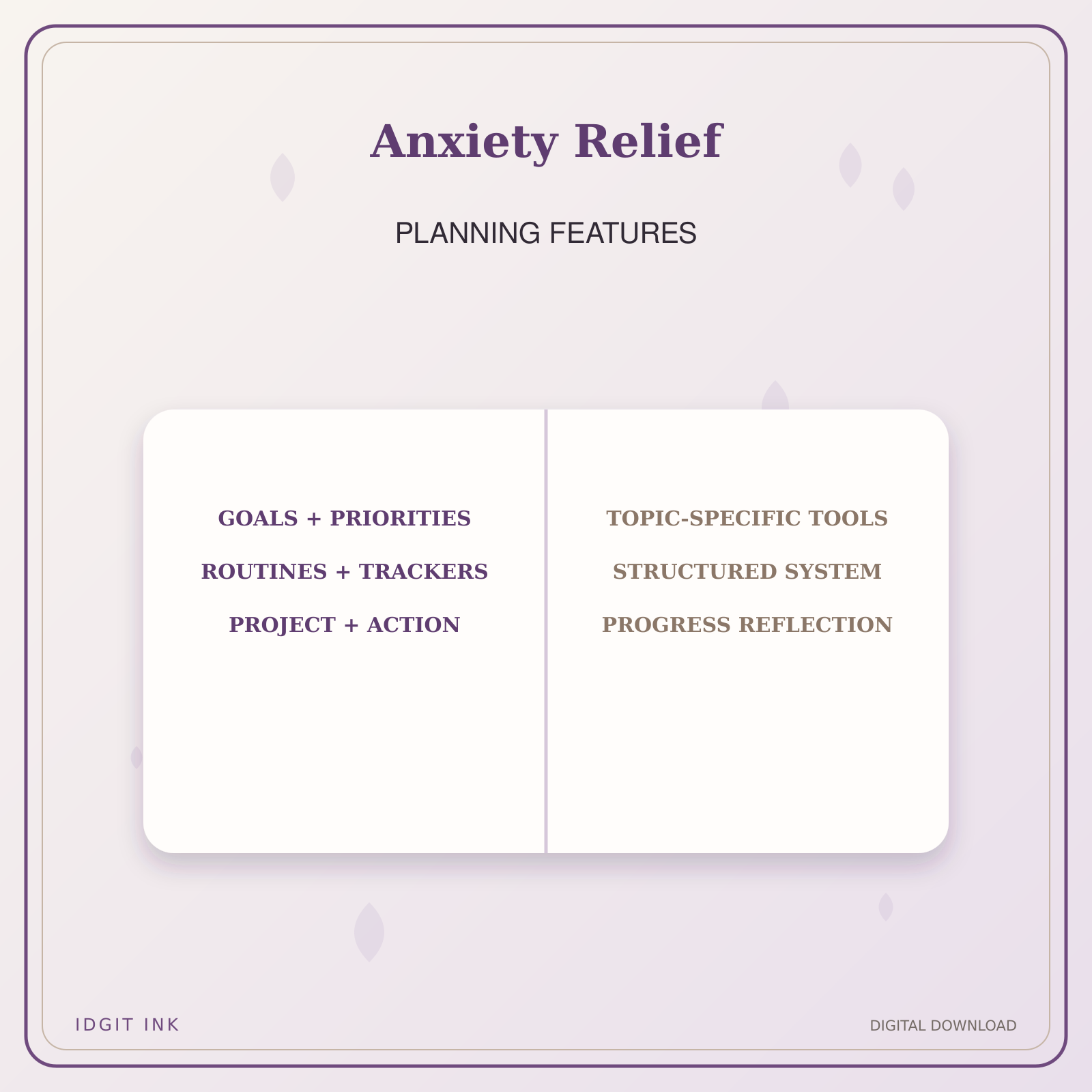Idgit Ink Anxiety Relief deluxe journal and planner bundle — planner organization and planning features