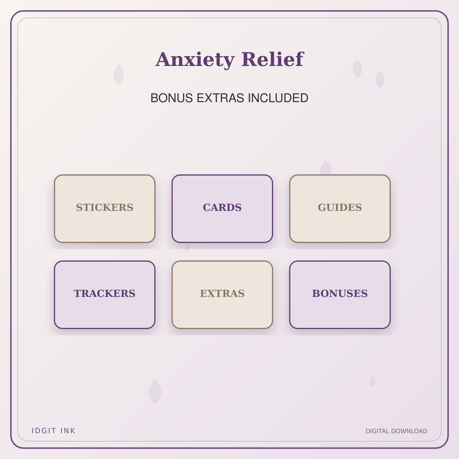 Idgit Ink Anxiety Relief deluxe journal and planner bundle — included digital stickers and cards