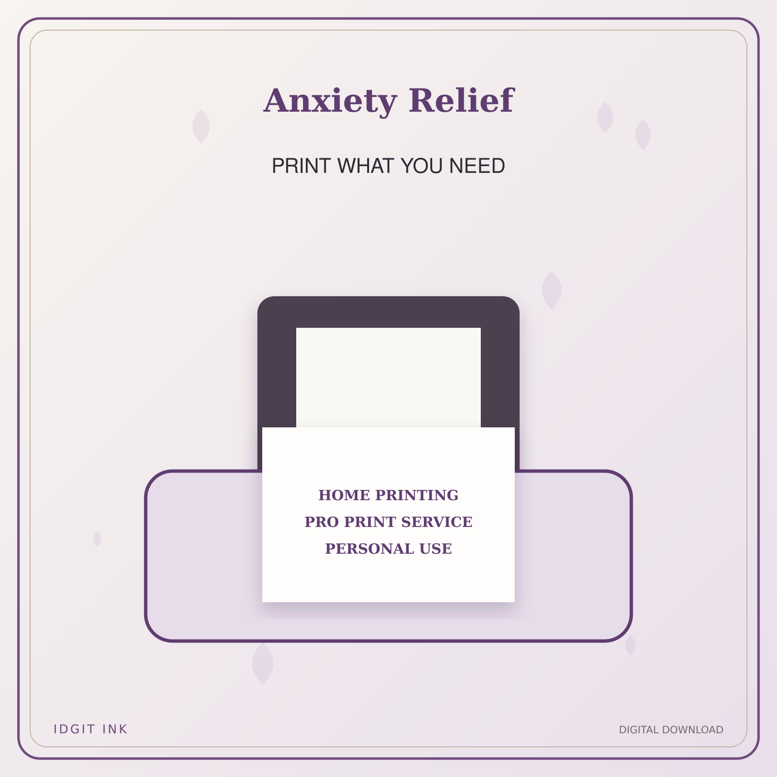 Idgit Ink Anxiety Relief deluxe journal and planner bundle — home and professional printing information
