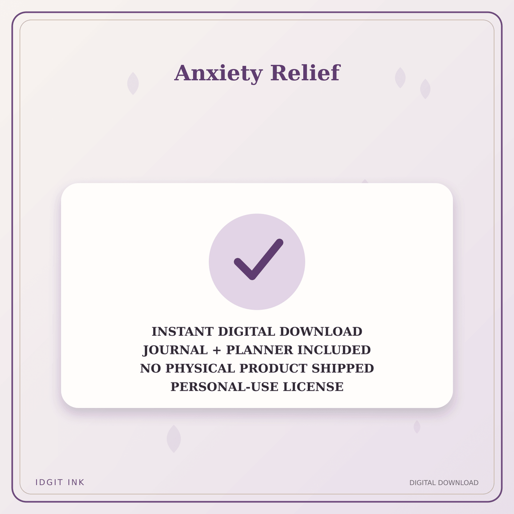 Idgit Ink Anxiety Relief deluxe journal and planner bundle — instant download and no physical product notice