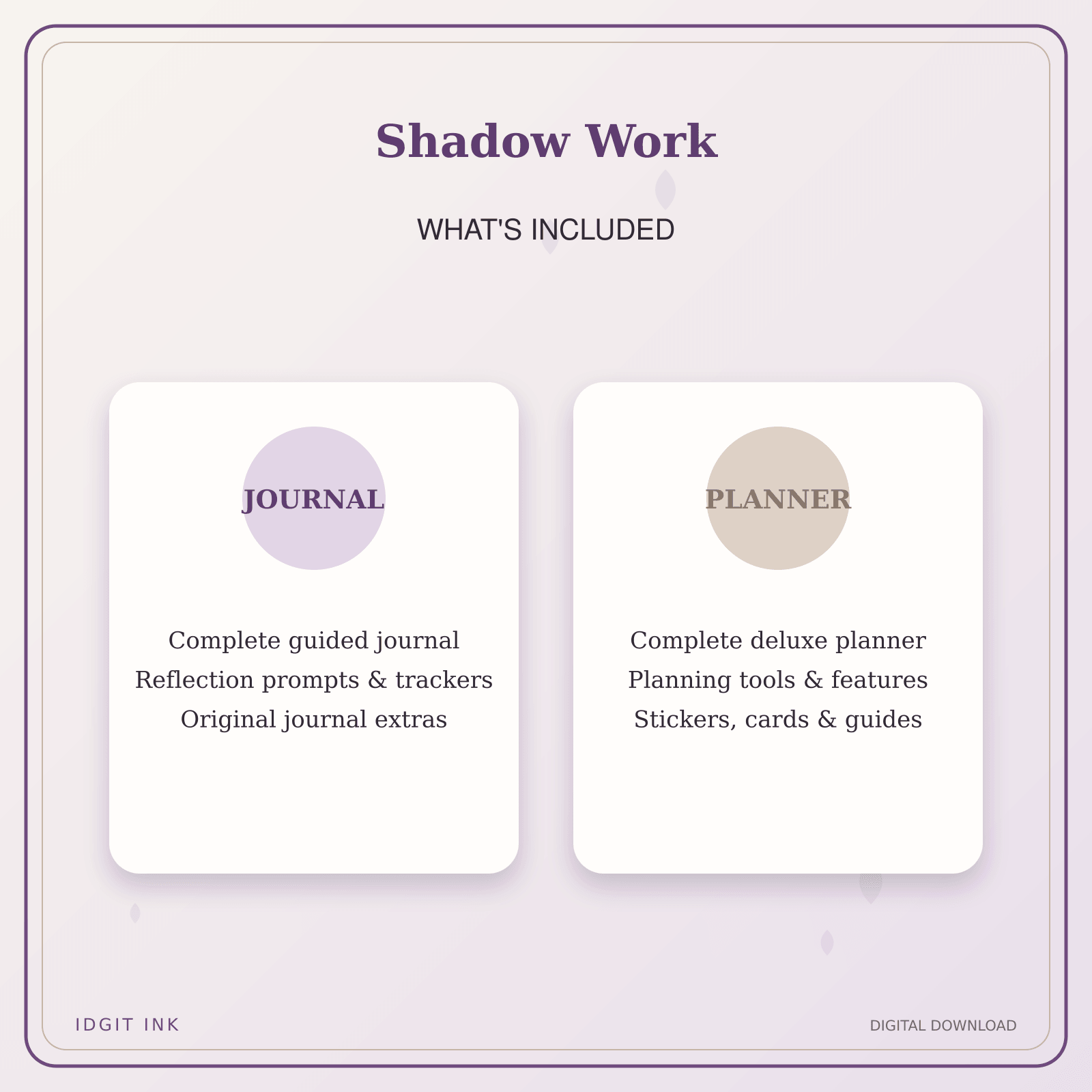 Idgit Ink Shadow Work deluxe journal and planner bundle — complete journal and planner bundle contents