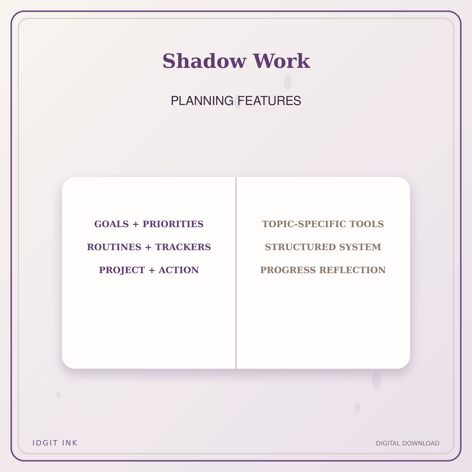 Idgit Ink Shadow Work deluxe journal and planner bundle — planner organization and planning features
