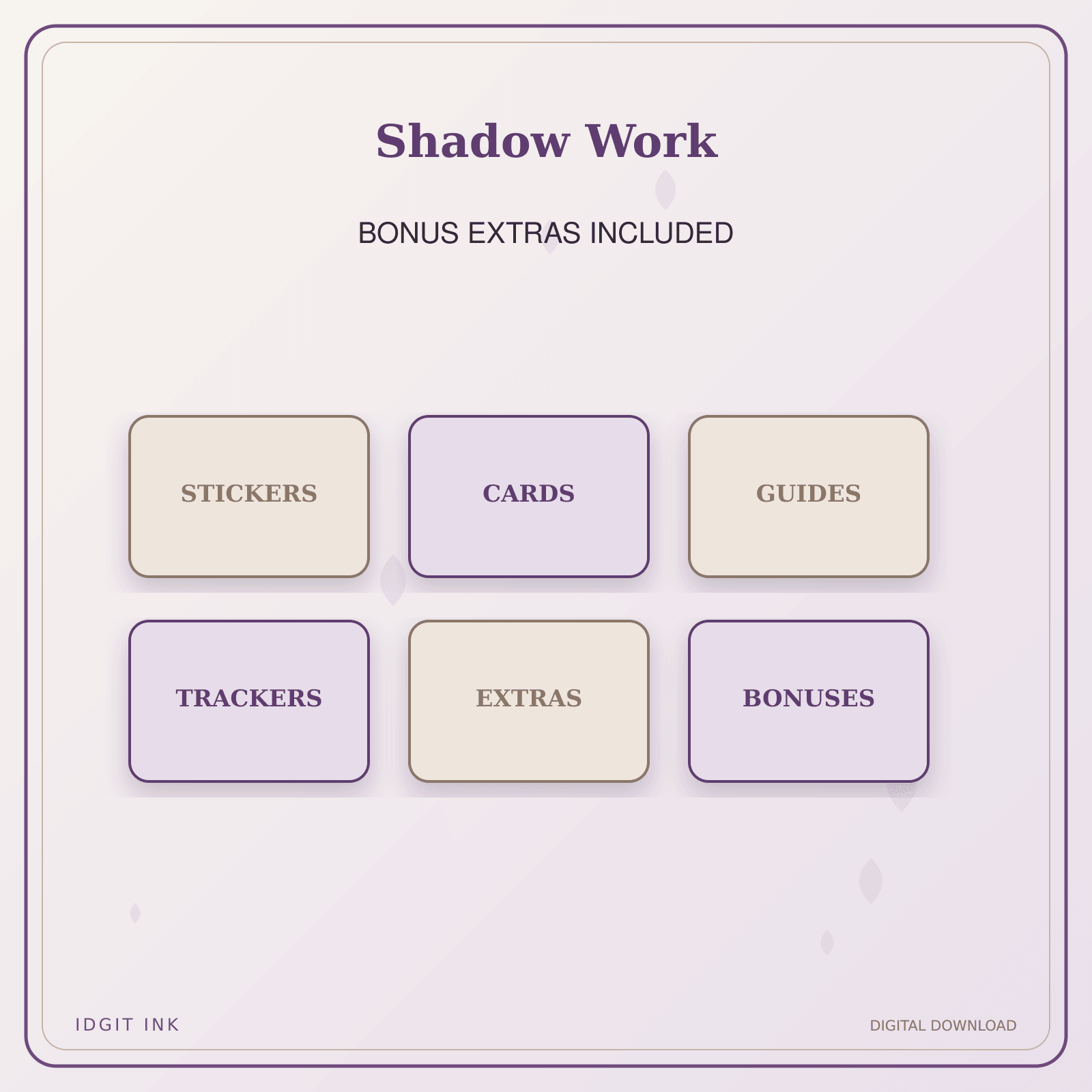 Idgit Ink Shadow Work deluxe journal and planner bundle — included digital stickers and cards