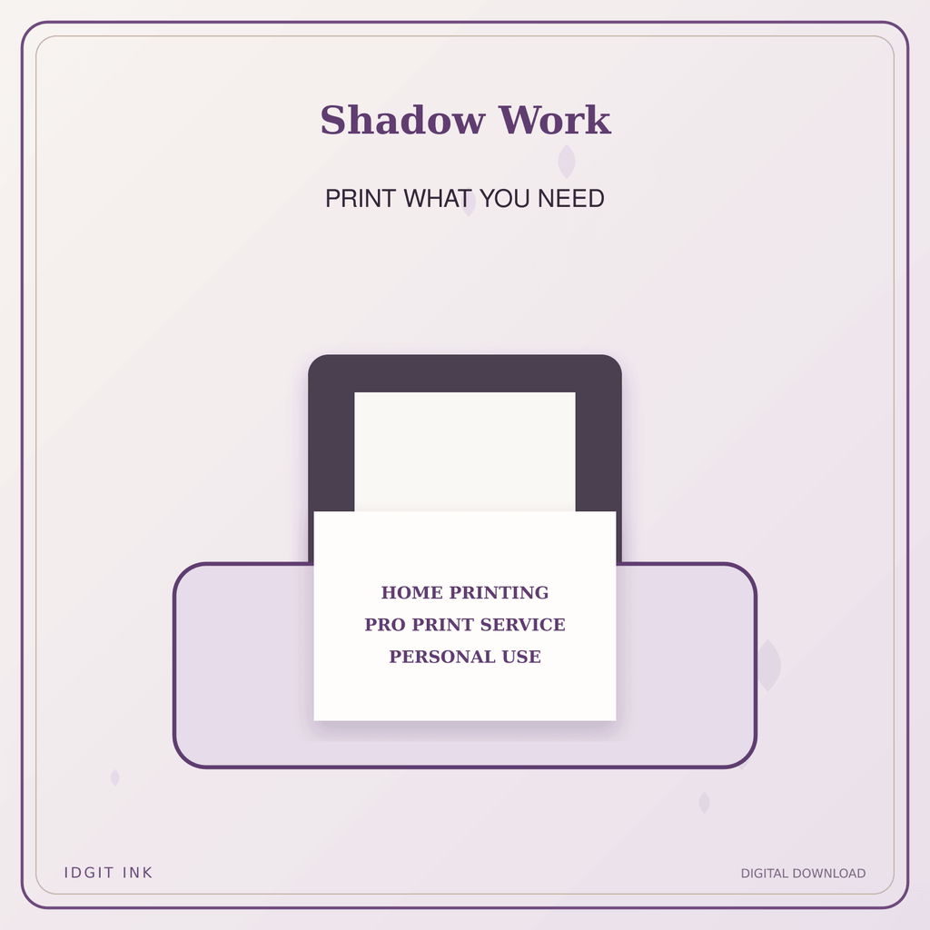 Idgit Ink Shadow Work deluxe journal and planner bundle — home and professional printing information