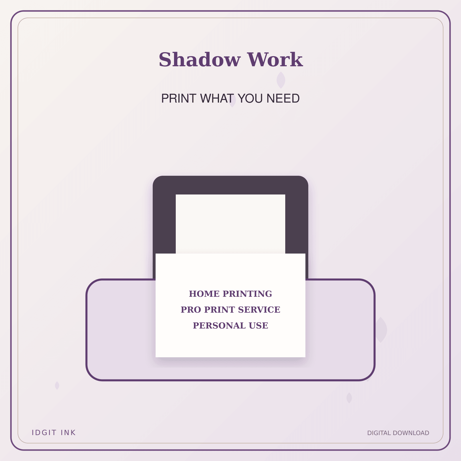 Idgit Ink Shadow Work deluxe journal and planner bundle — home and professional printing information