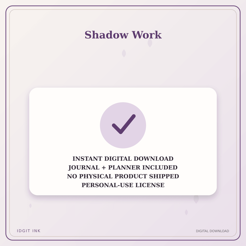 Idgit Ink Shadow Work deluxe journal and planner bundle — instant download and no physical product notice