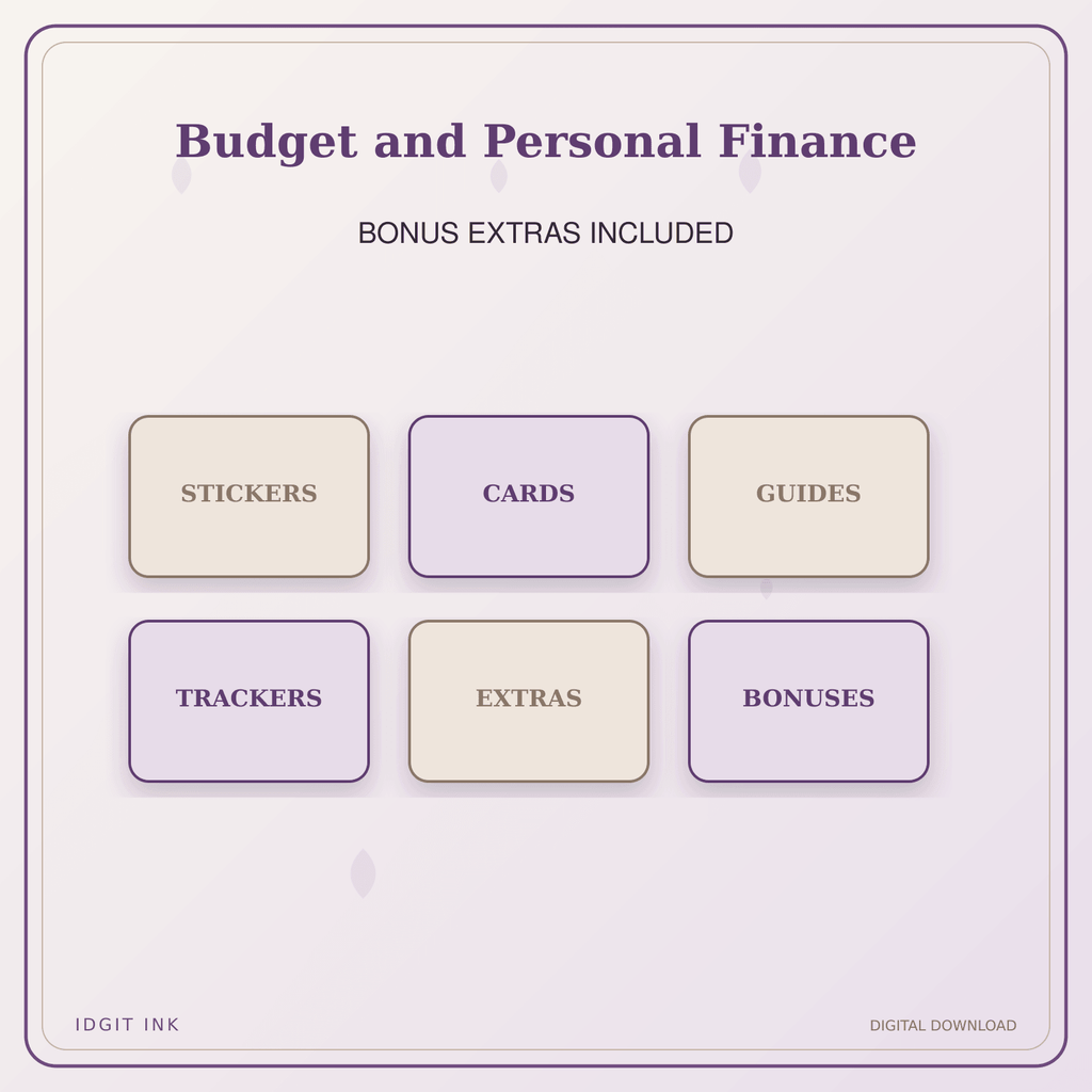 Idgit Ink Budget and Personal Finance deluxe journal and planner bundle — included digital stickers and cards