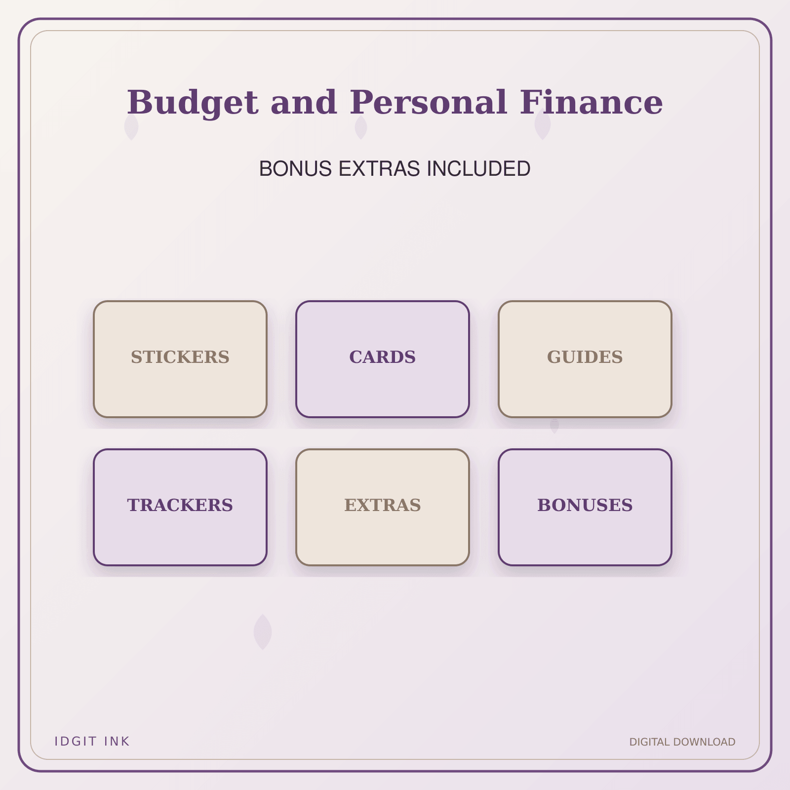Idgit Ink Budget and Personal Finance deluxe journal and planner bundle — included digital stickers and cards