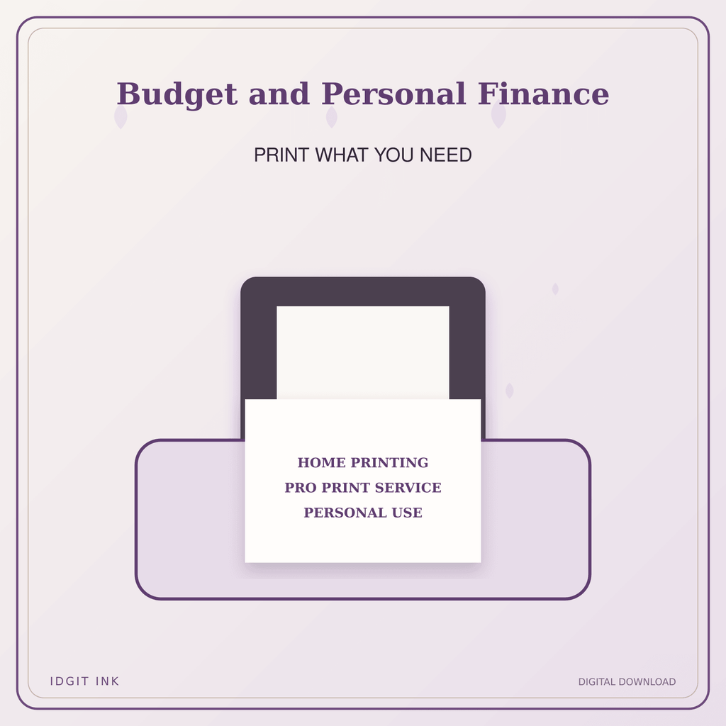 Idgit Ink Budget and Personal Finance deluxe journal and planner bundle — home and professional printing information
