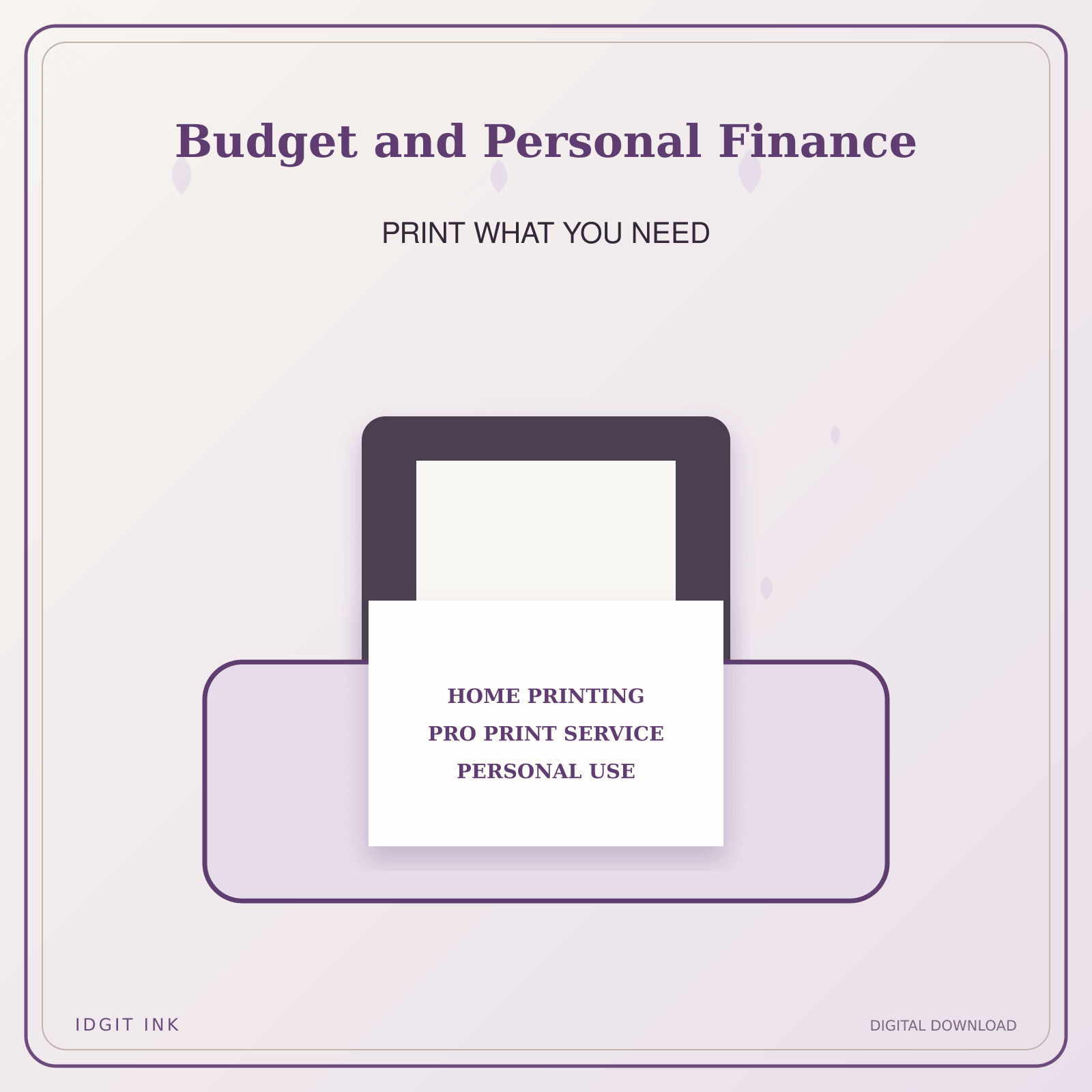 Idgit Ink Budget and Personal Finance deluxe journal and planner bundle — home and professional printing information