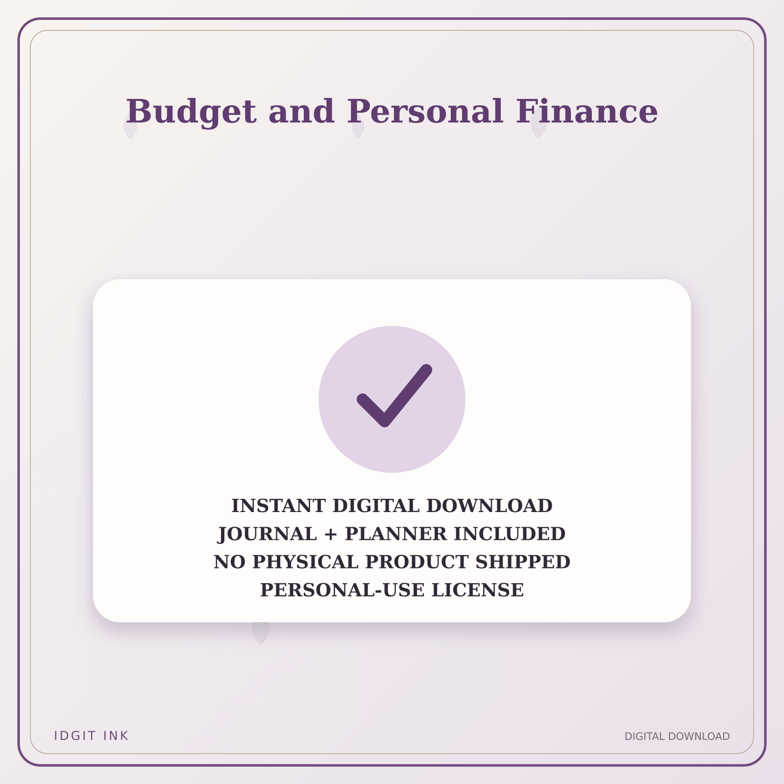 Idgit Ink Budget and Personal Finance deluxe journal and planner bundle — instant download and no physical product notice