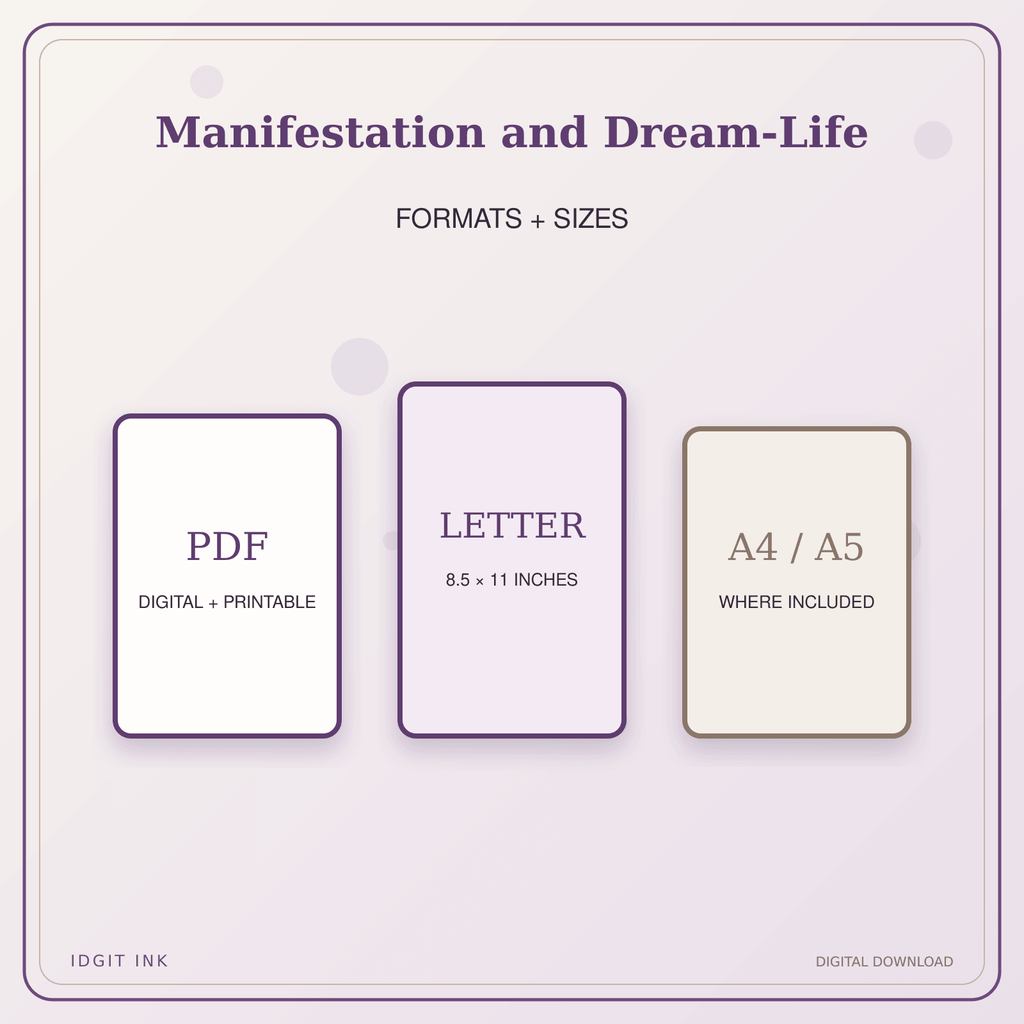 Idgit Ink Manifestation and Dream-Life deluxe journal and planner bundle — digital formats and available page sizes