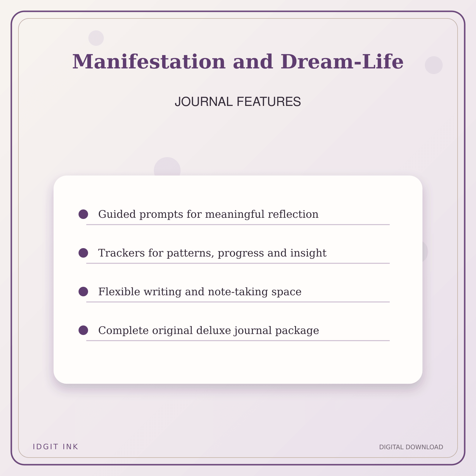 Idgit Ink Manifestation and Dream-Life deluxe journal and planner bundle — journal prompts and reflection features