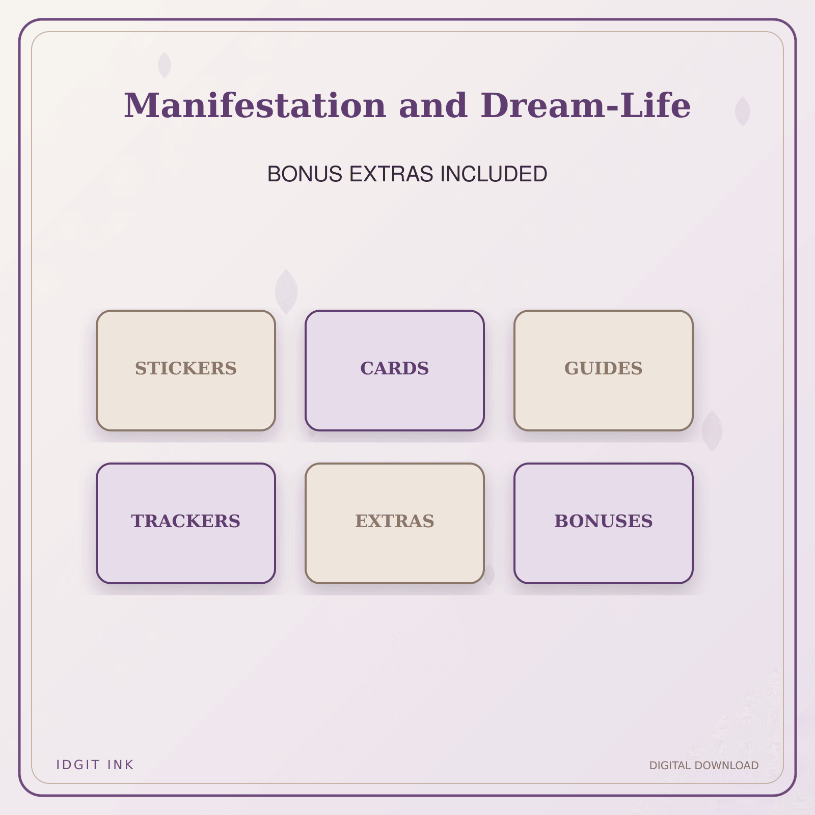 Idgit Ink Manifestation and Dream-Life deluxe journal and planner bundle — included digital stickers and cards