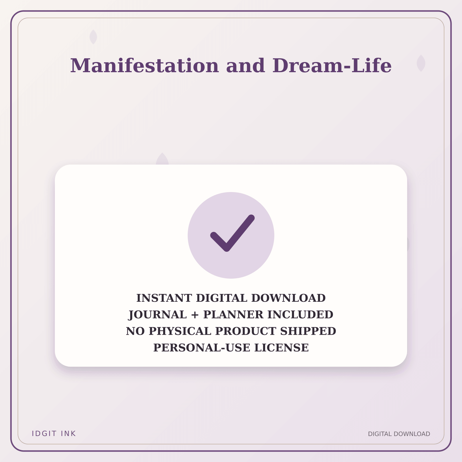 Idgit Ink Manifestation and Dream-Life deluxe journal and planner bundle — instant download and no physical product notice