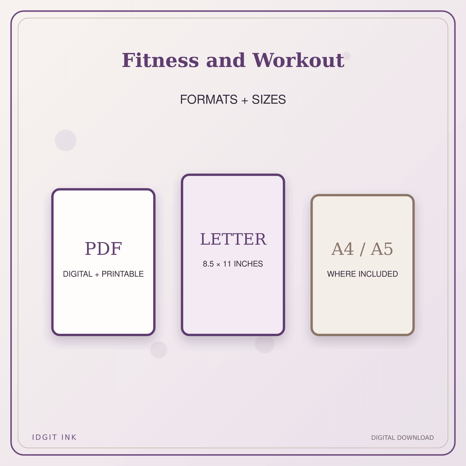 Idgit Ink Fitness and Workout deluxe journal and planner bundle — digital formats and available page sizes