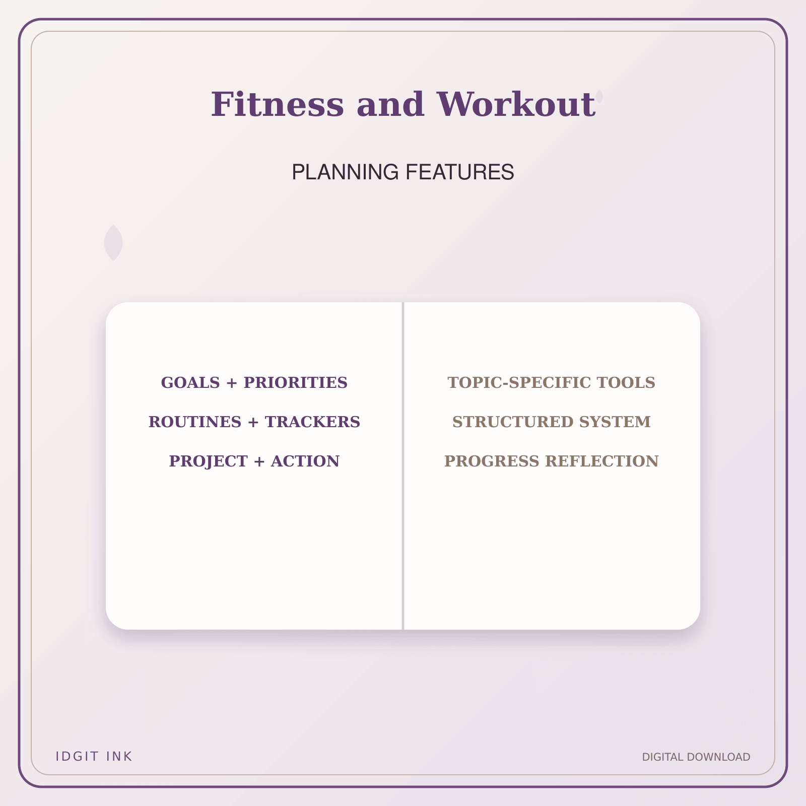 Idgit Ink Fitness and Workout deluxe journal and planner bundle — planner organization and planning features