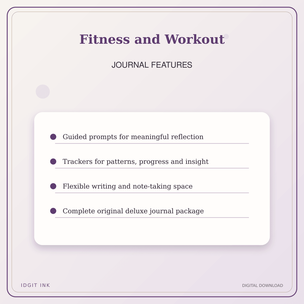 Idgit Ink Fitness and Workout deluxe journal and planner bundle — journal prompts and reflection features