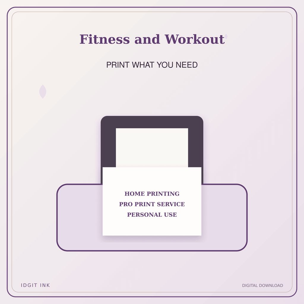 Idgit Ink Fitness and Workout deluxe journal and planner bundle — home and professional printing information