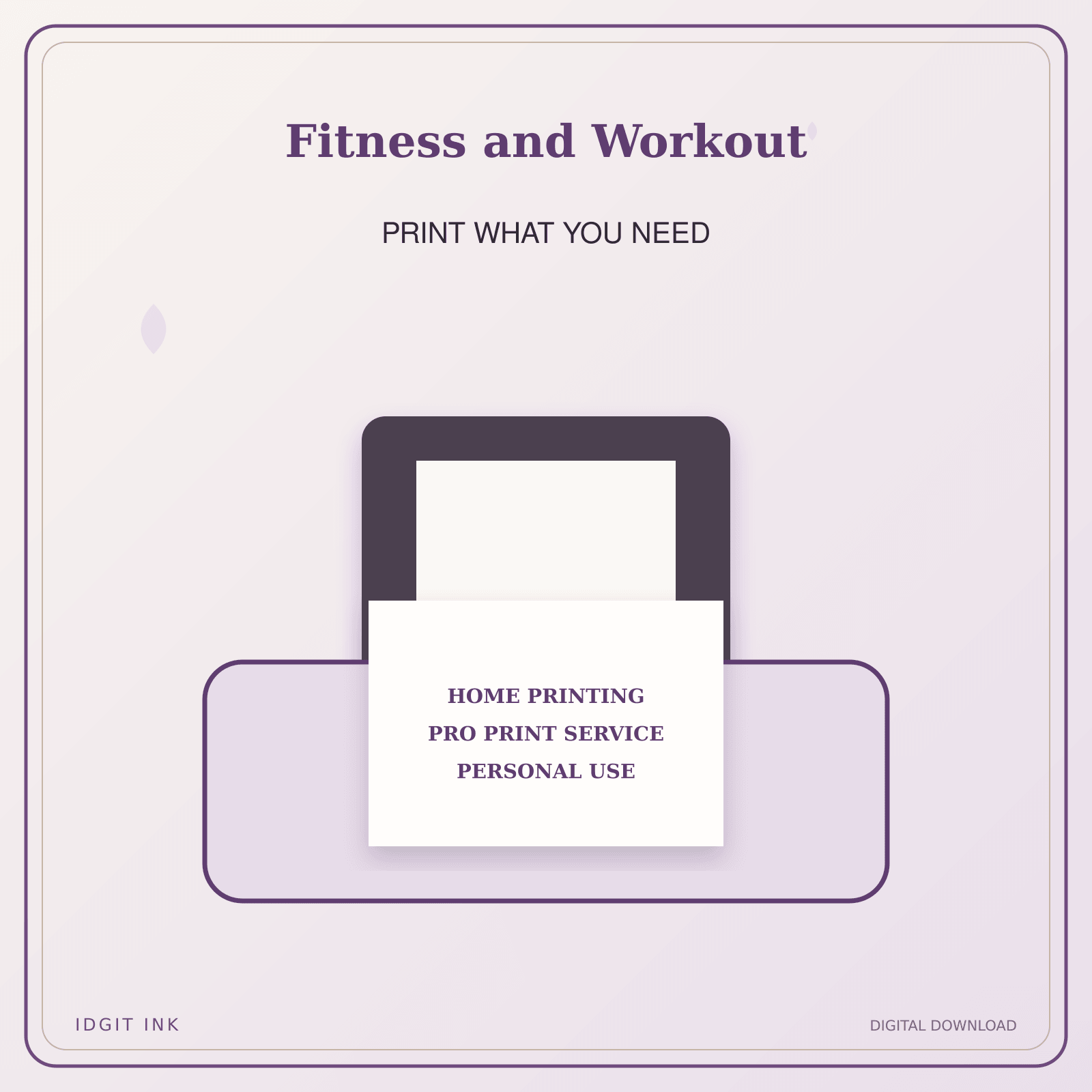 Idgit Ink Fitness and Workout deluxe journal and planner bundle — home and professional printing information