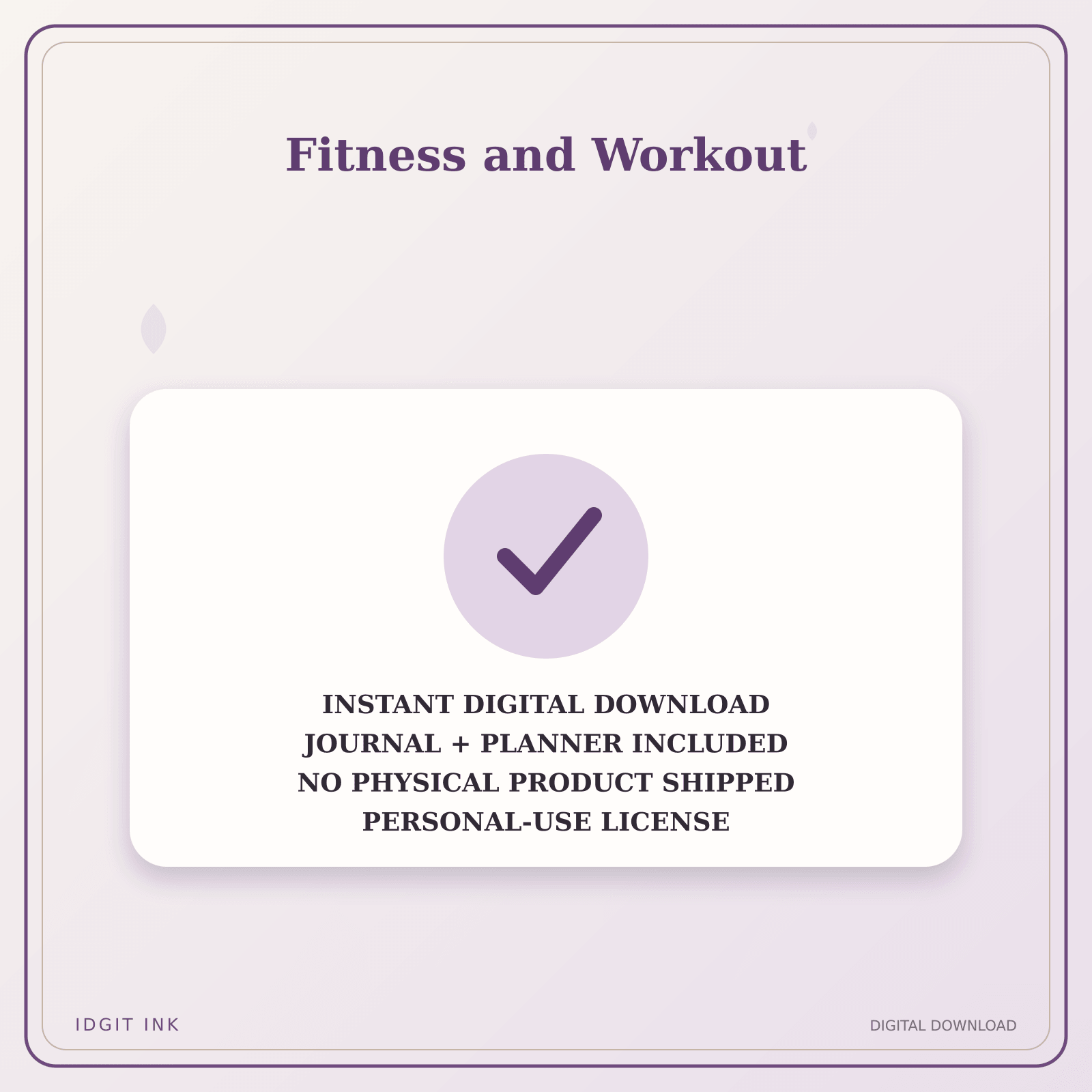 Idgit Ink Fitness and Workout deluxe journal and planner bundle — instant download and no physical product notice
