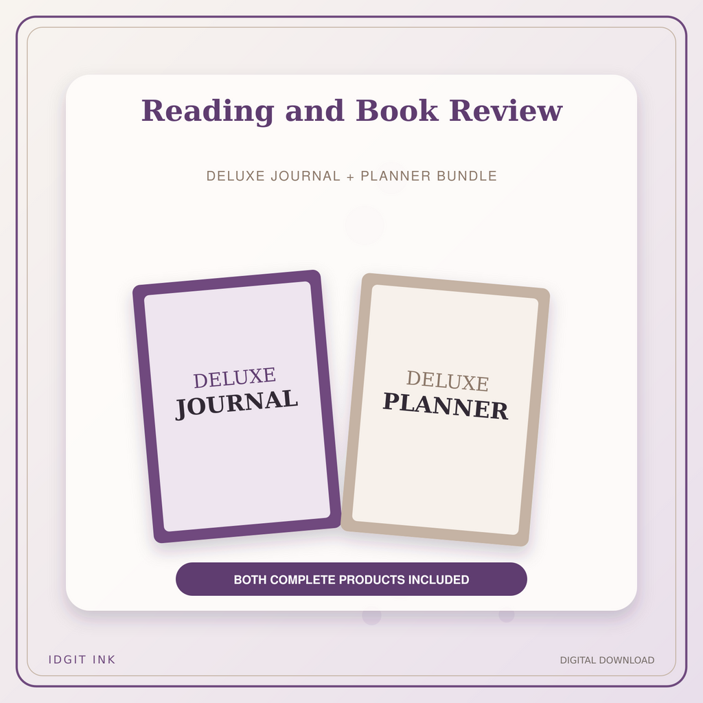 Idgit Ink Reading and Book Review deluxe journal and planner bundle — primary bundle cover showing both deluxe products
