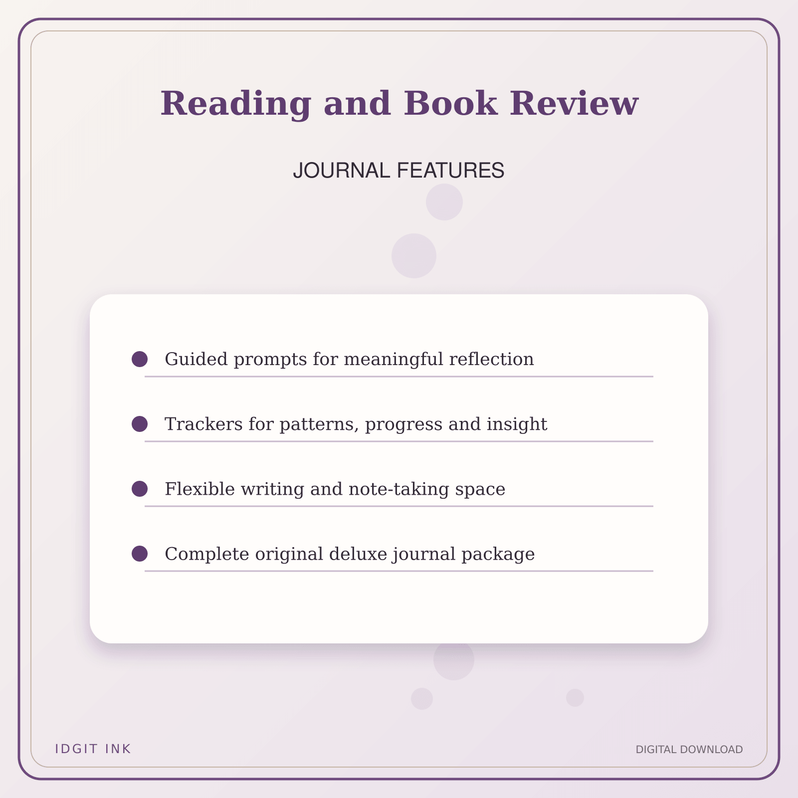 Idgit Ink Reading and Book Review deluxe journal and planner bundle — journal prompts and reflection features