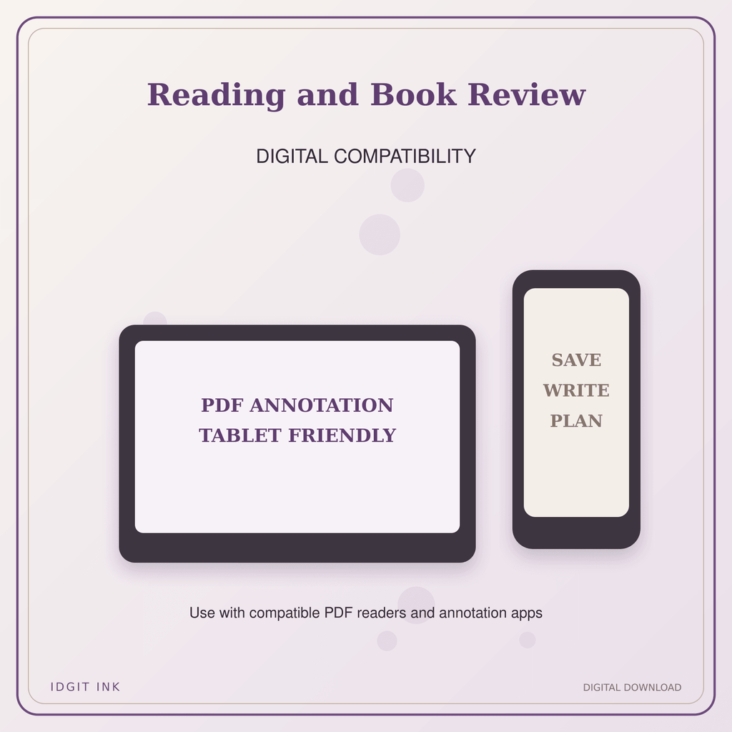 Idgit Ink Reading and Book Review deluxe journal and planner bundle — tablet and pdf annotation compatibility
