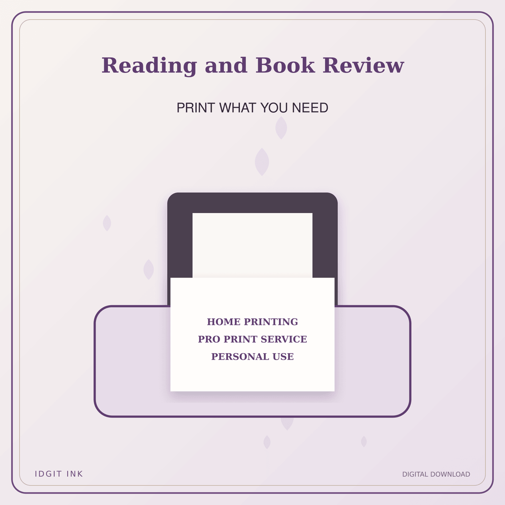 Idgit Ink Reading and Book Review deluxe journal and planner bundle — home and professional printing information