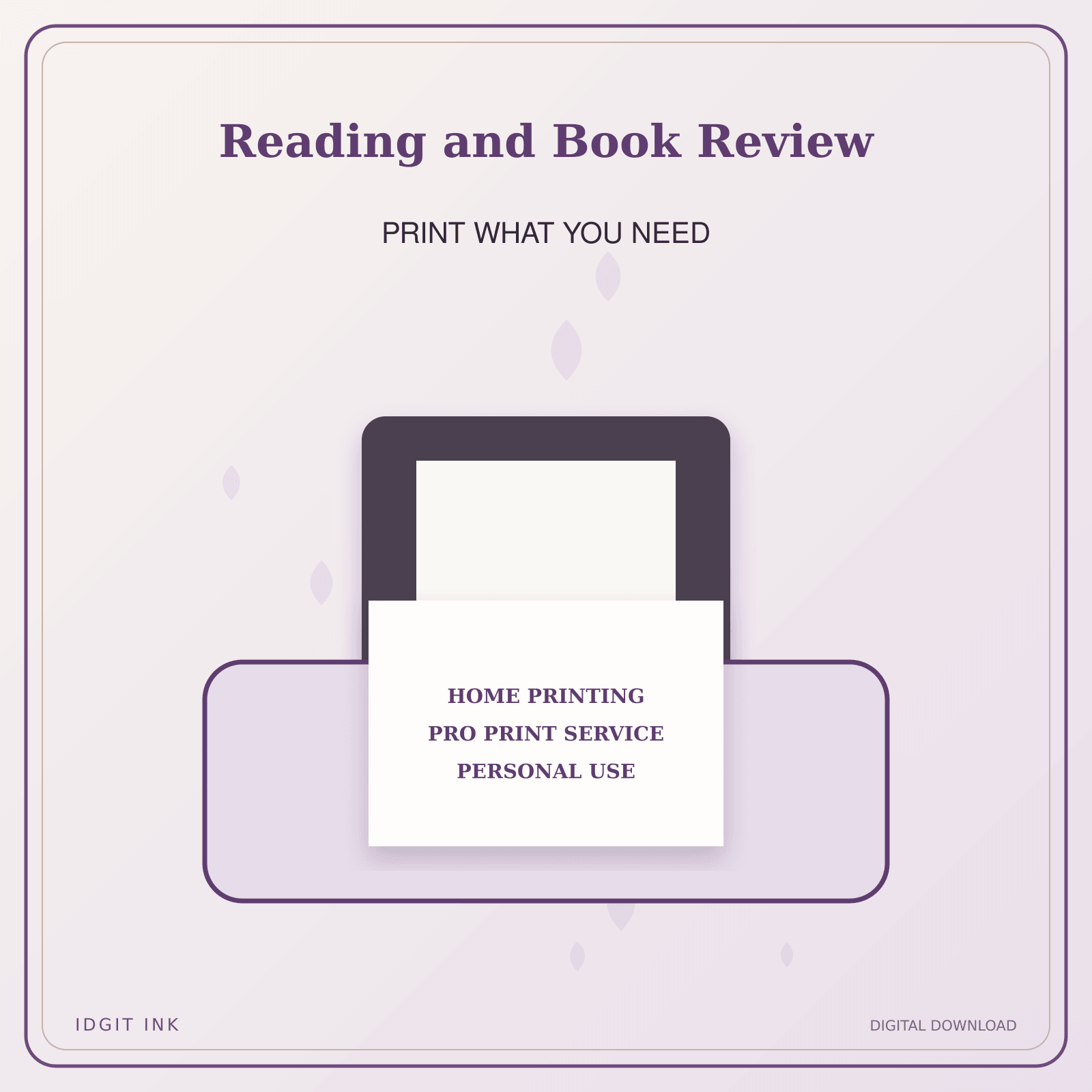Idgit Ink Reading and Book Review deluxe journal and planner bundle — home and professional printing information
