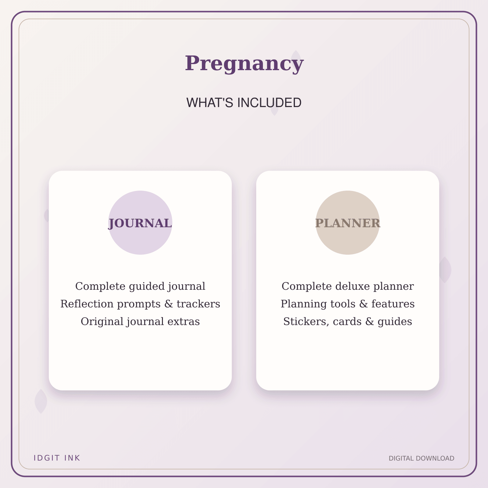 Idgit Ink Pregnancy deluxe journal and planner bundle — complete journal and planner bundle contents