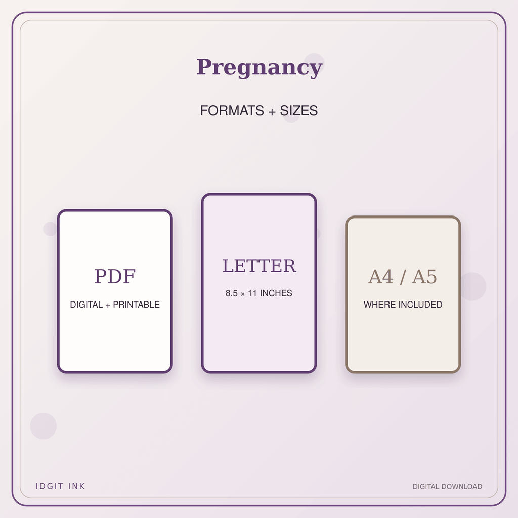 Idgit Ink Pregnancy deluxe journal and planner bundle — digital formats and available page sizes