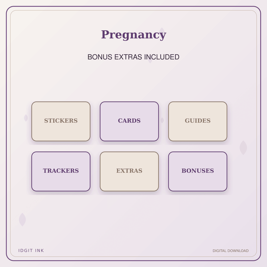 Idgit Ink Pregnancy deluxe journal and planner bundle — included digital stickers and cards