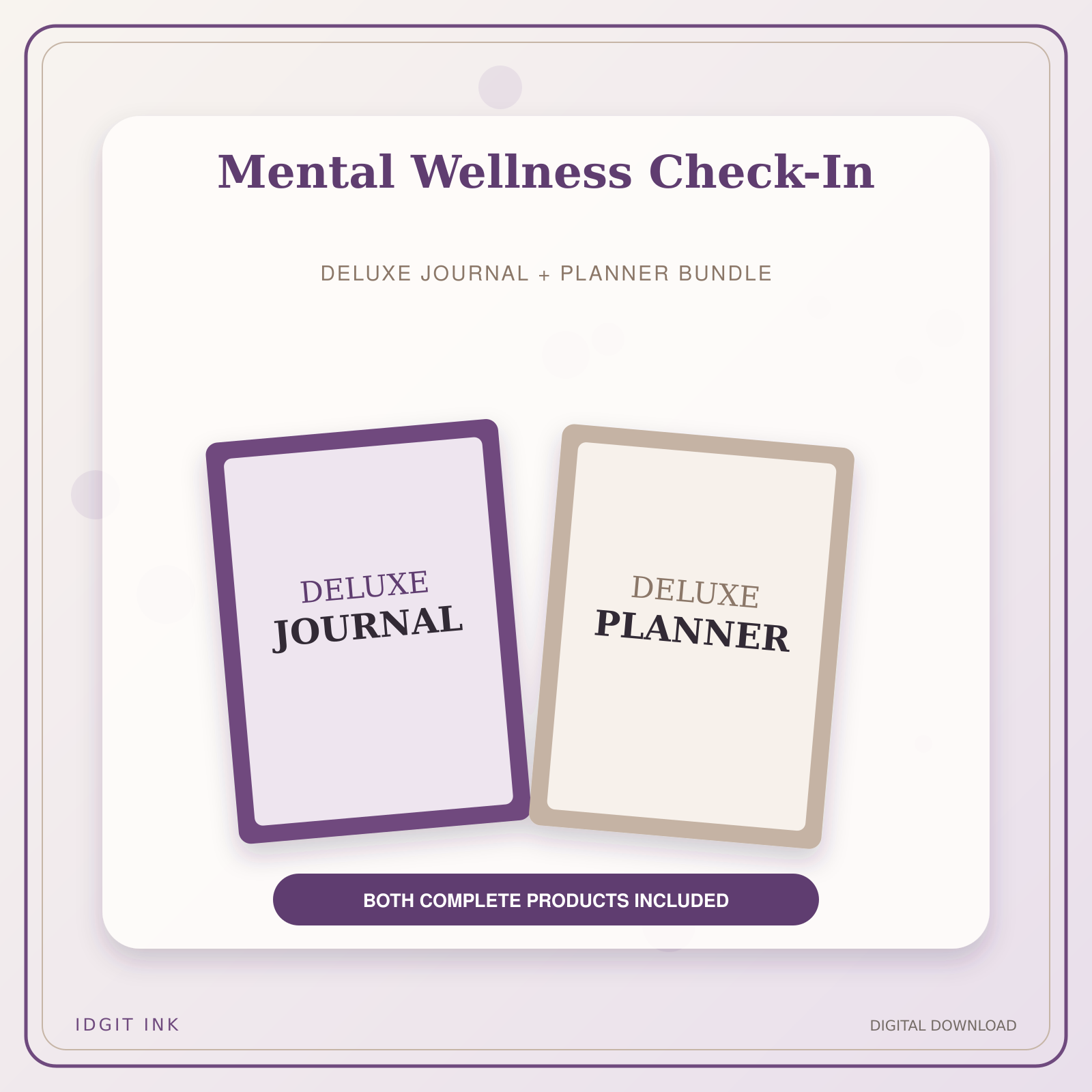 Idgit Ink Mental Wellness Check-In deluxe journal and planner bundle — primary bundle cover showing both deluxe products