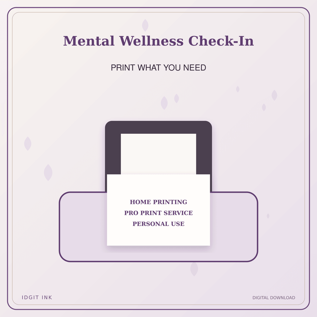 Idgit Ink Mental Wellness Check-In deluxe journal and planner bundle — home and professional printing information