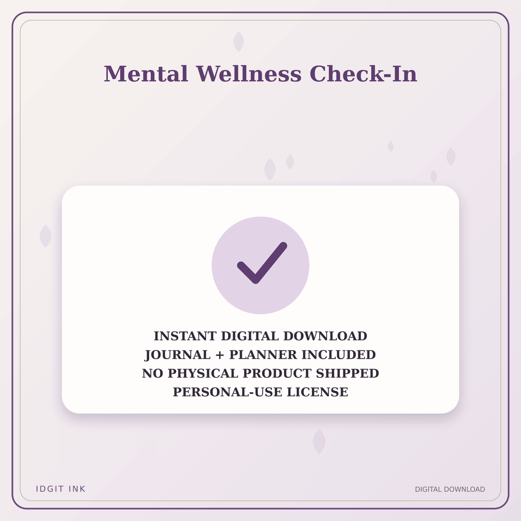 Idgit Ink Mental Wellness Check-In deluxe journal and planner bundle — instant download and no physical product notice
