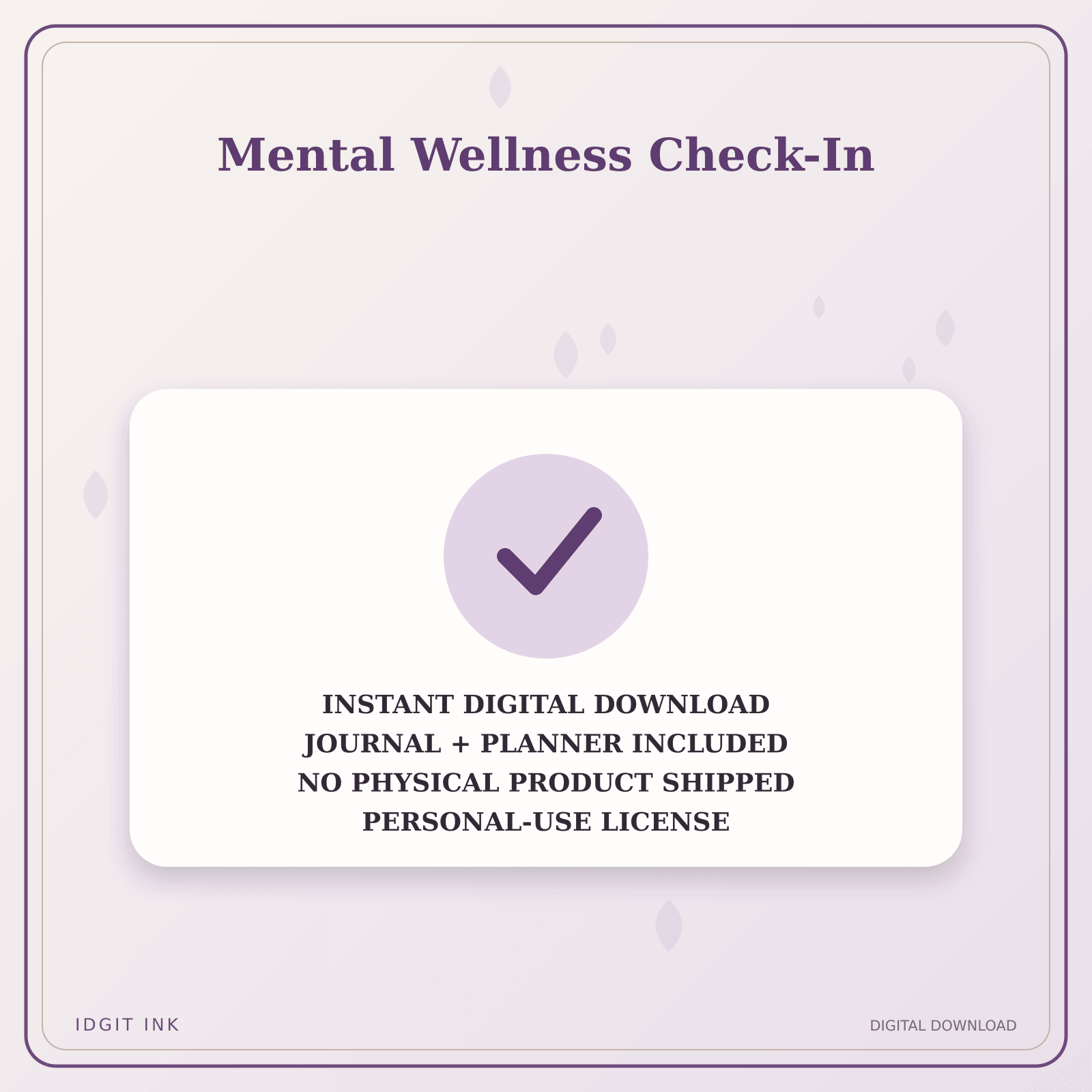 Idgit Ink Mental Wellness Check-In deluxe journal and planner bundle — instant download and no physical product notice