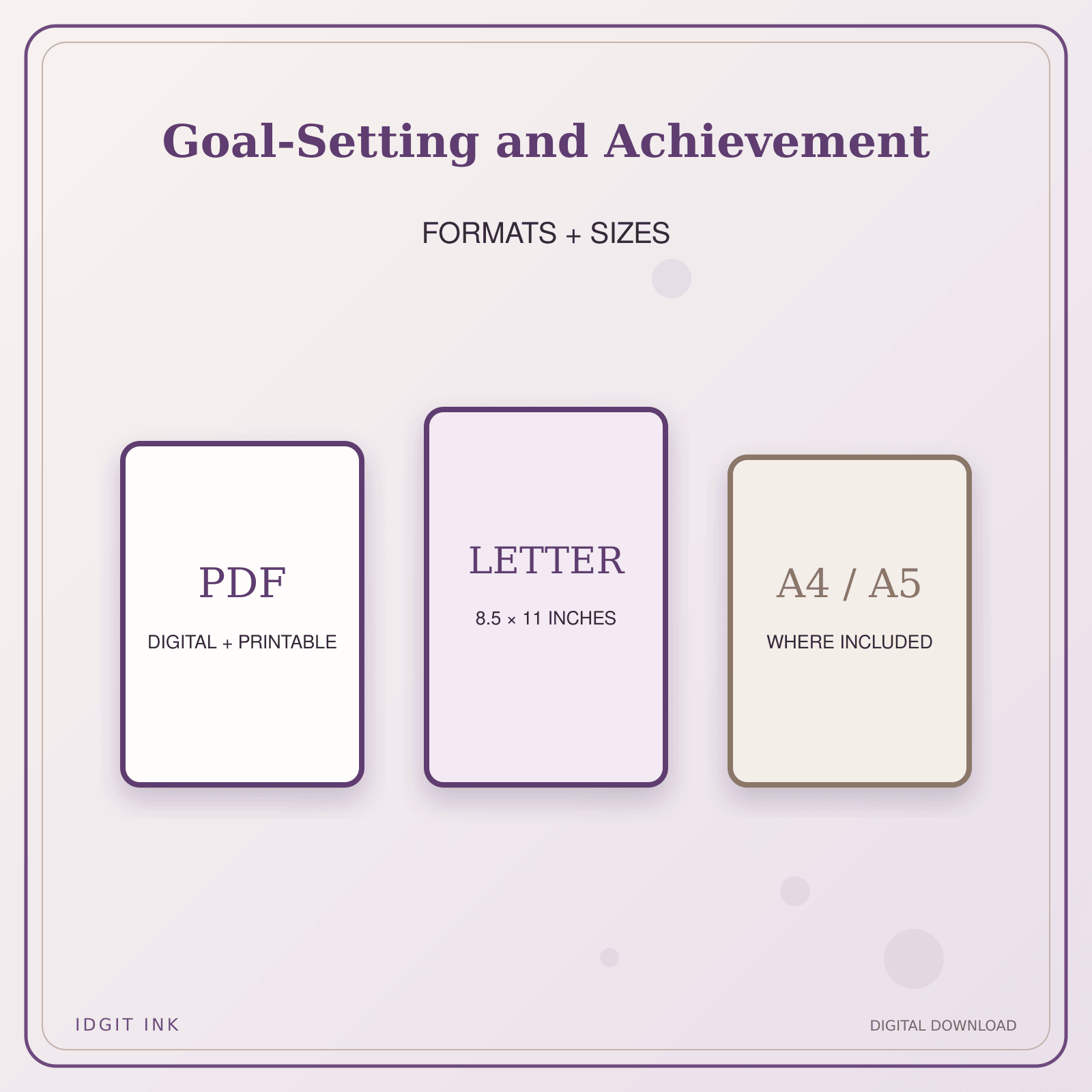 Idgit Ink Goal-Setting and Achievement deluxe journal and planner bundle — digital formats and available page sizes